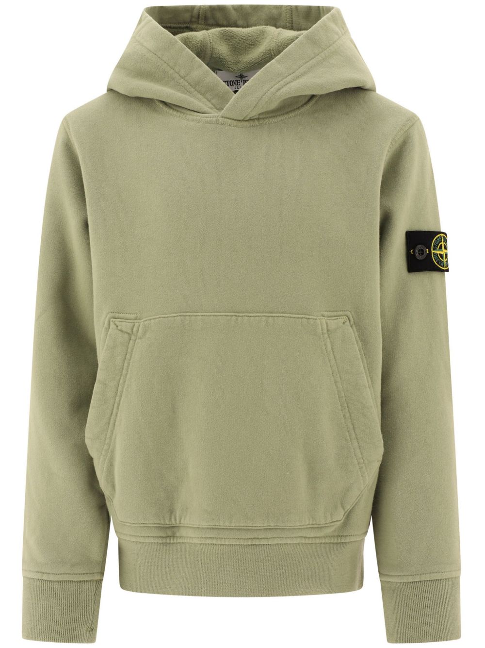 Stone Island Junior 罗盘徽章棉连帽衫 - 绿色