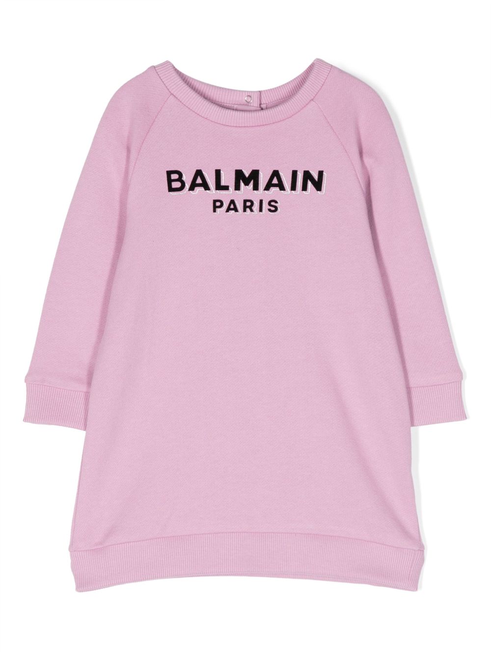 Balmain Kids logo印花棉连衣裙 - 紫色