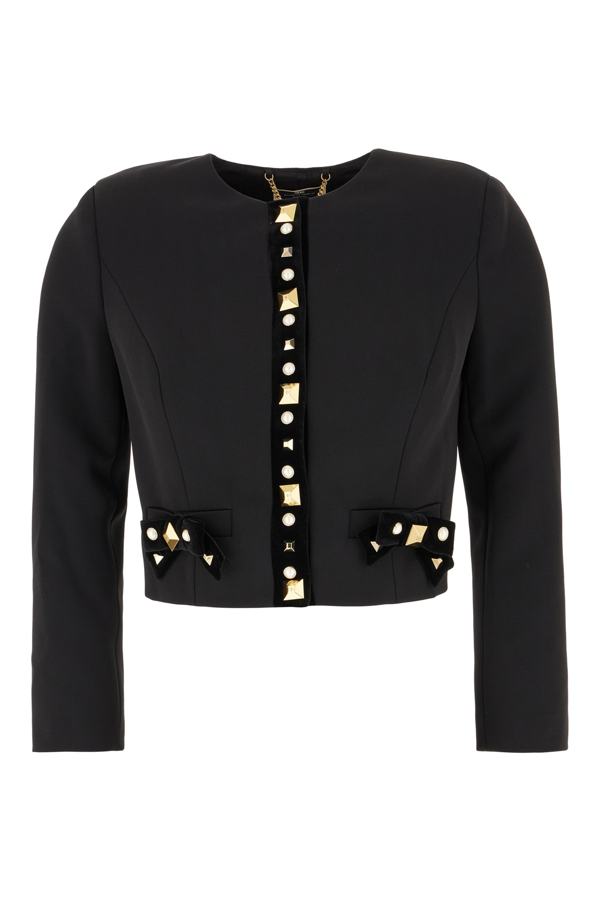 Elisabetta Franchi 黑色弹力聚酯纤维西装外套