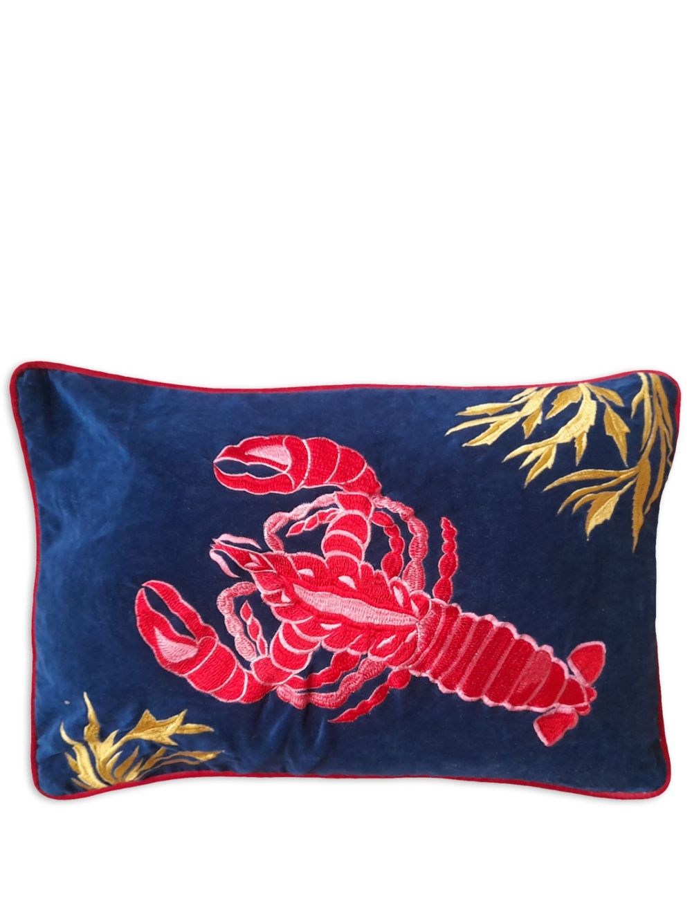 Les-Ottomans Rock Lobster 刺绣抱枕 - 蓝色