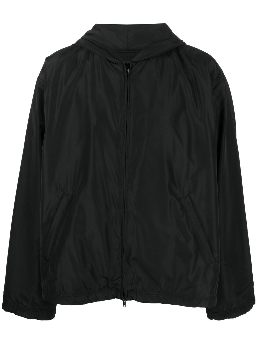 Balenciaga logo印花连帽防风衣 - 黑色