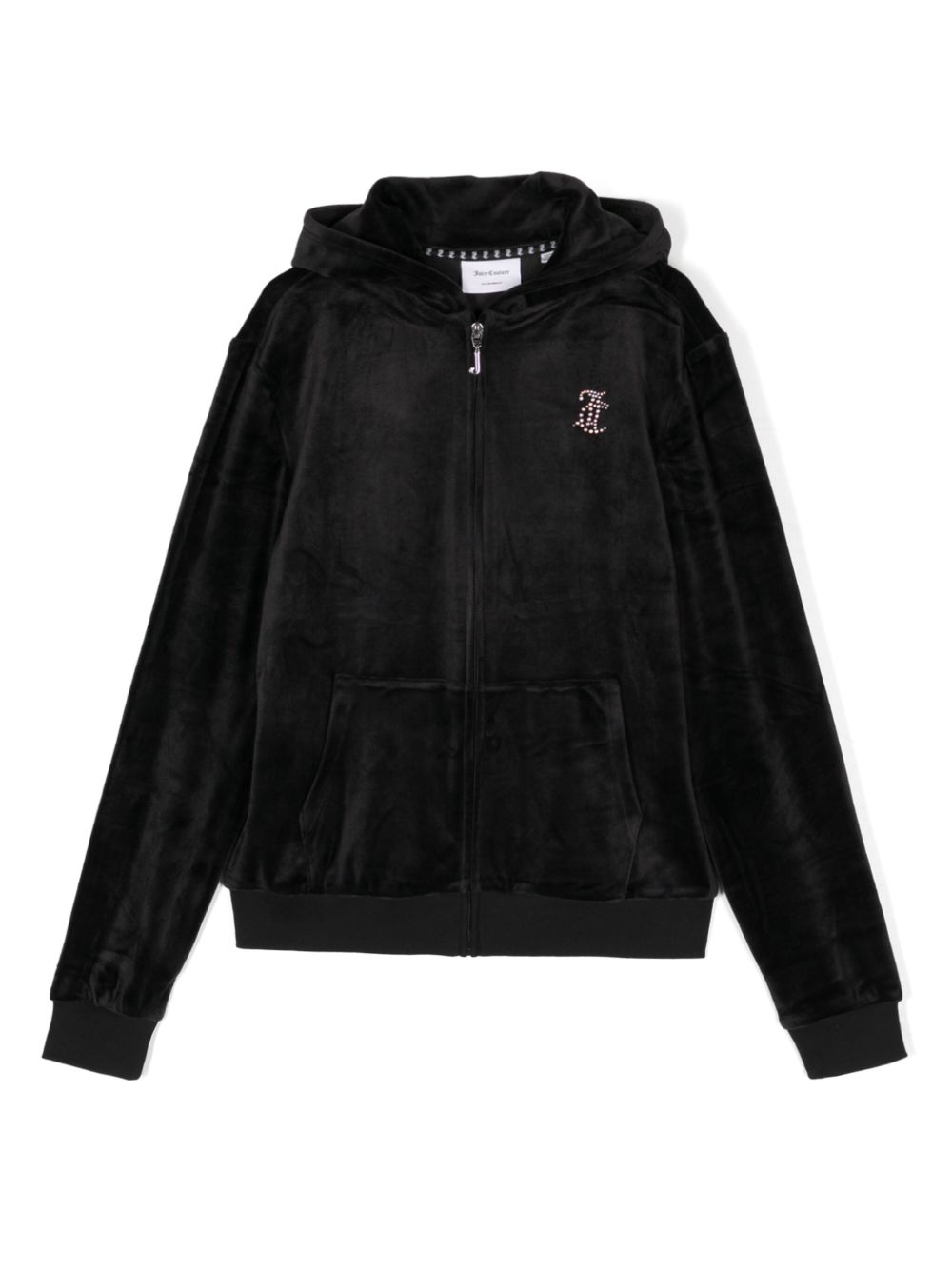 Juicy Couture Kids Diamanté logo缀饰连帽衫 - 黑色