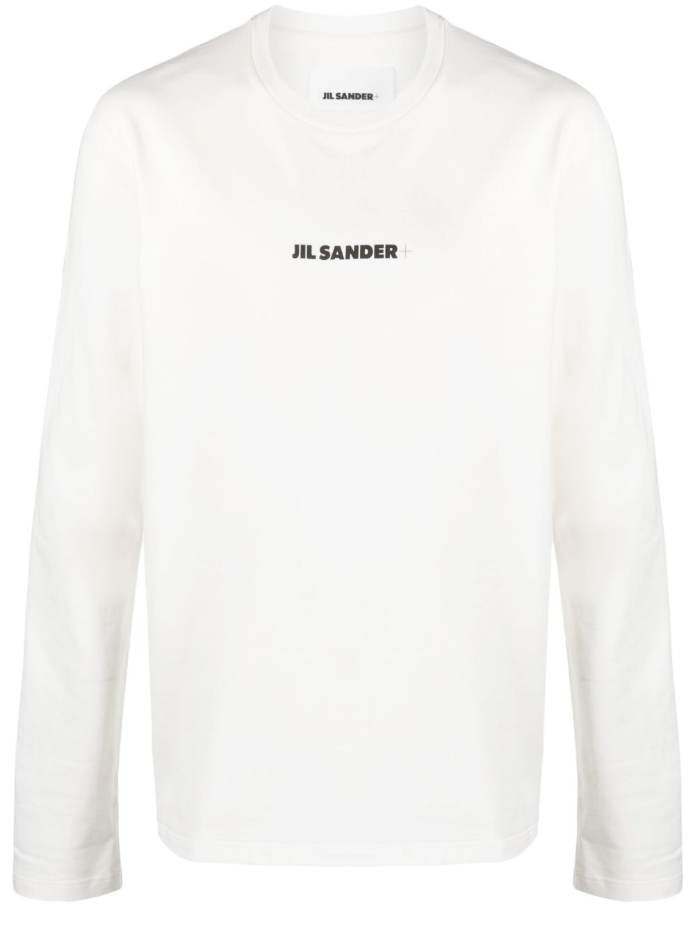 Jil Sander logo印花长袖棉T恤 - 白色