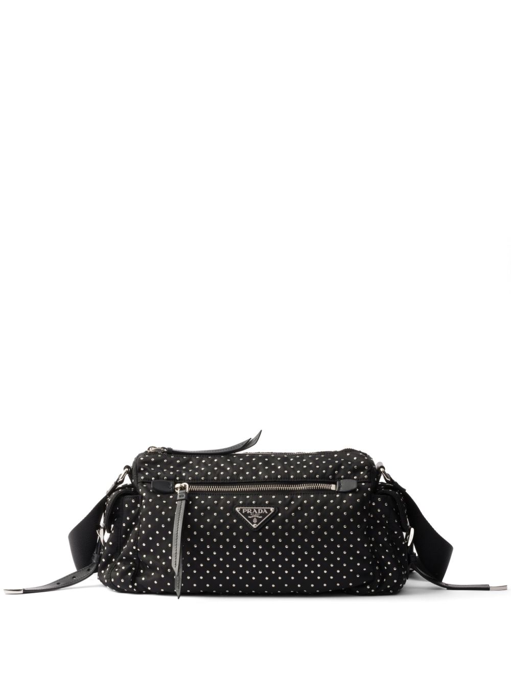 Prada Re-Nylon 铆钉单肩包 - 黑色