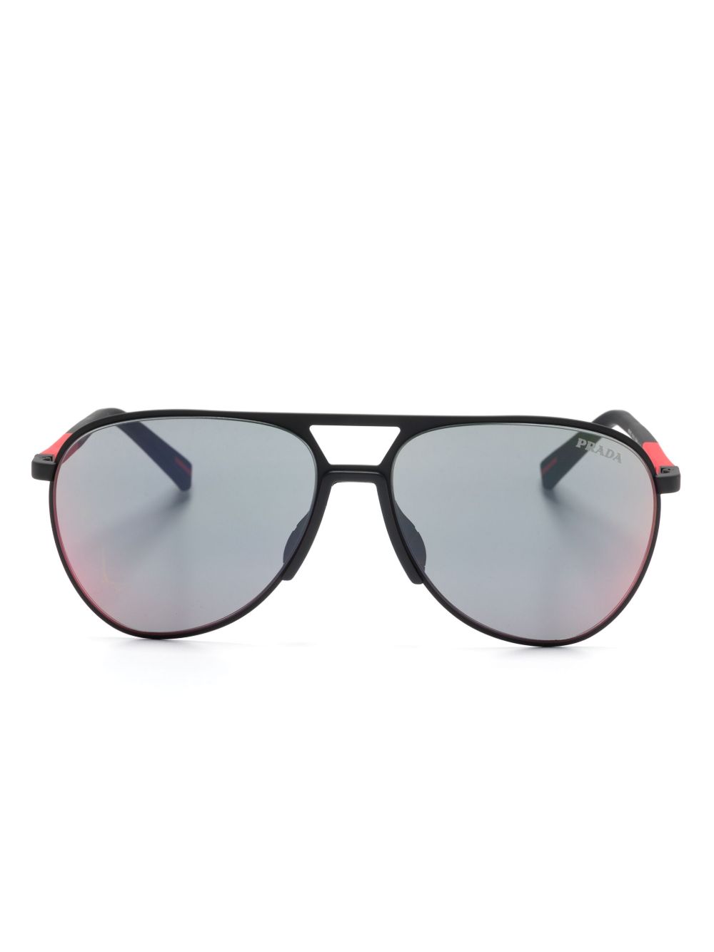 Prada Eyewear 飞行员镜框太阳眼镜 - 黑色