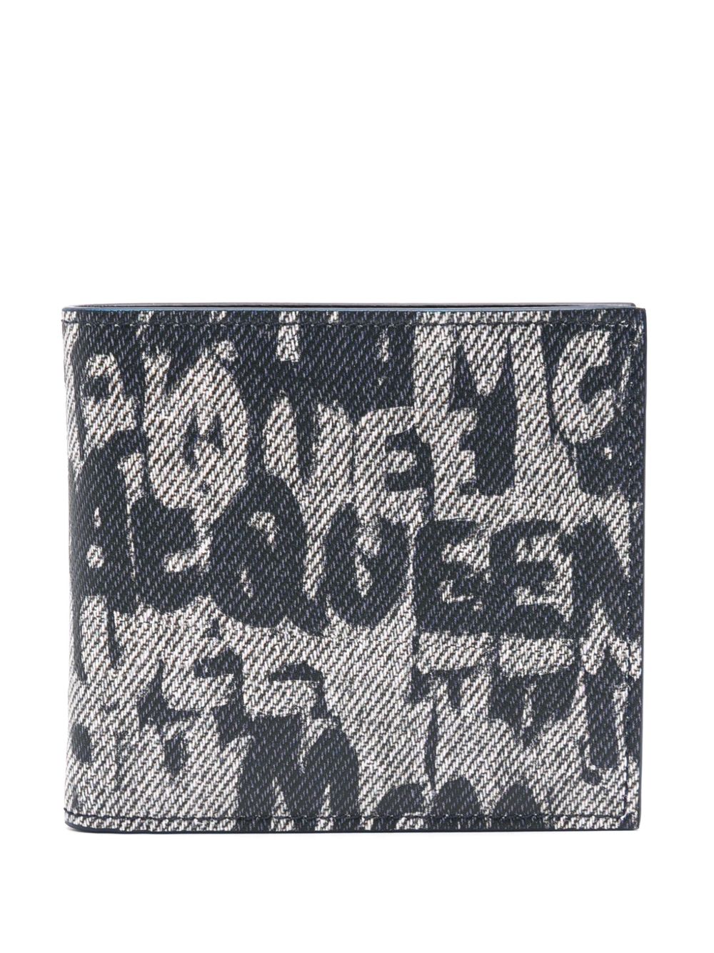 Alexander McQueen 涂鸦logo印花对折钱包 - 蓝色