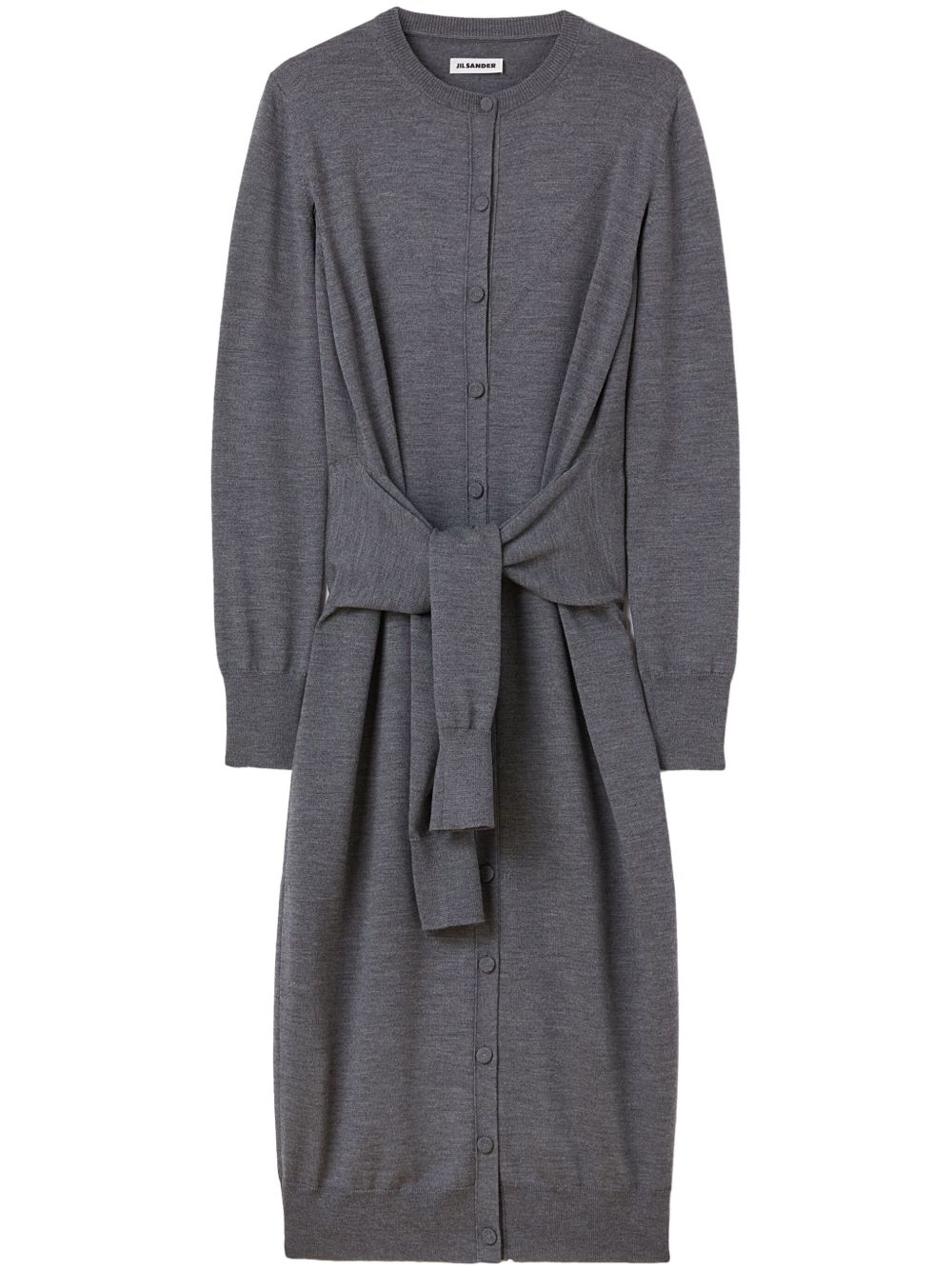 Jil Sander 系带羊毛连衣裙 - 灰色