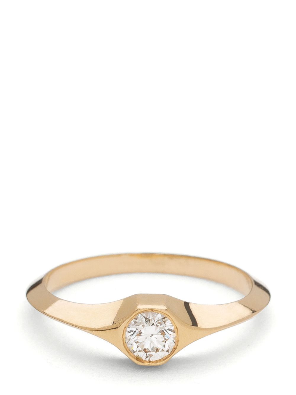 WWAKE 14kt recycled yellow gold diamond signet ring - 金色