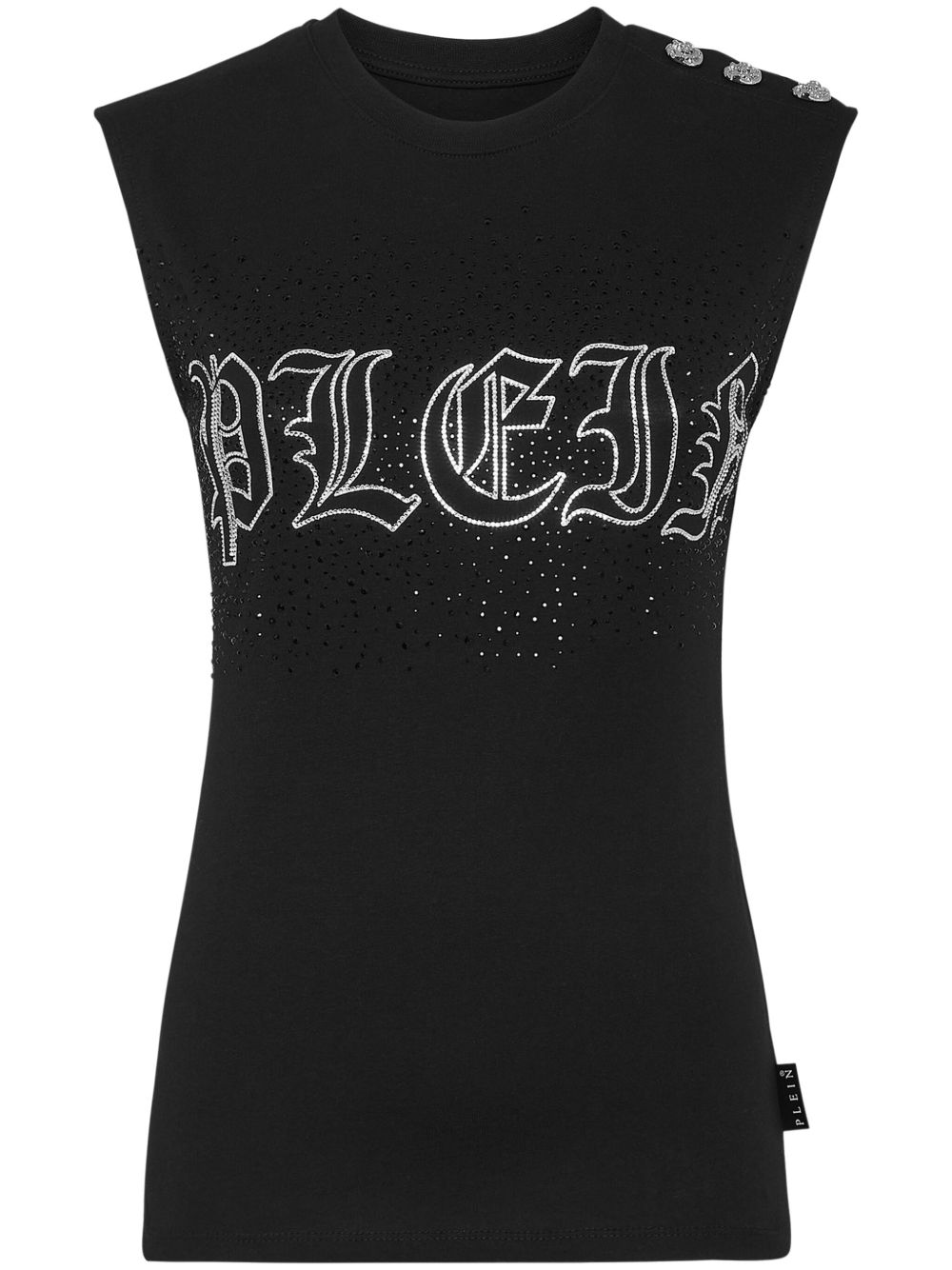 Philipp Plein 晶饰棉坦克背心 - 黑色