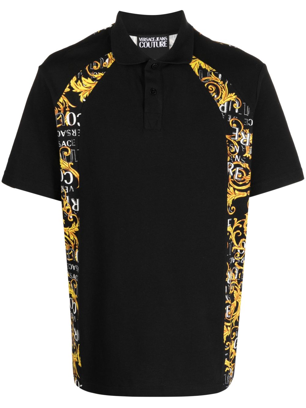Versace Jeans Couture 巴洛克印花短袖polo衫 - 黑色