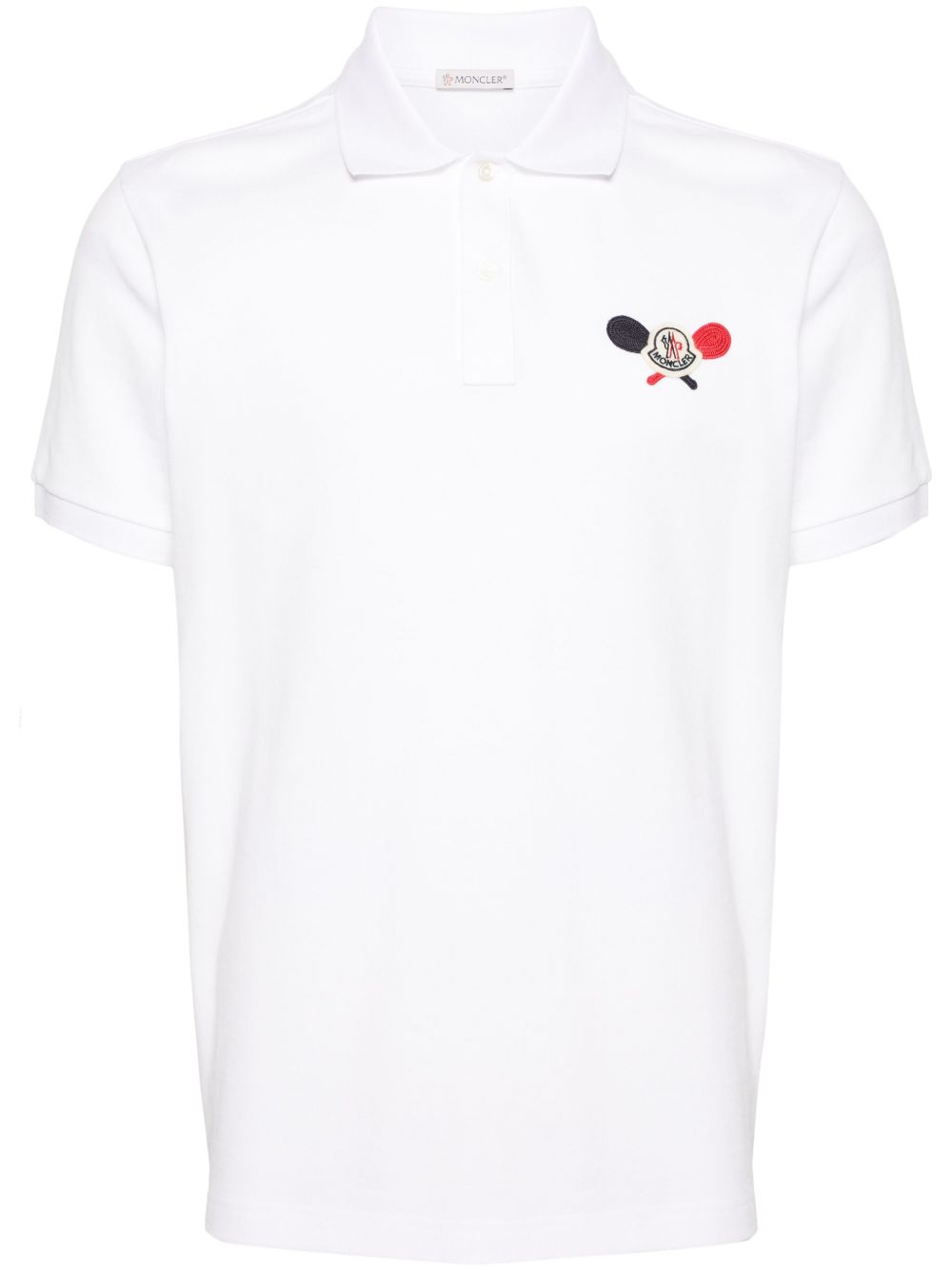 Moncler logo珠地布编织polo衫 - 白色