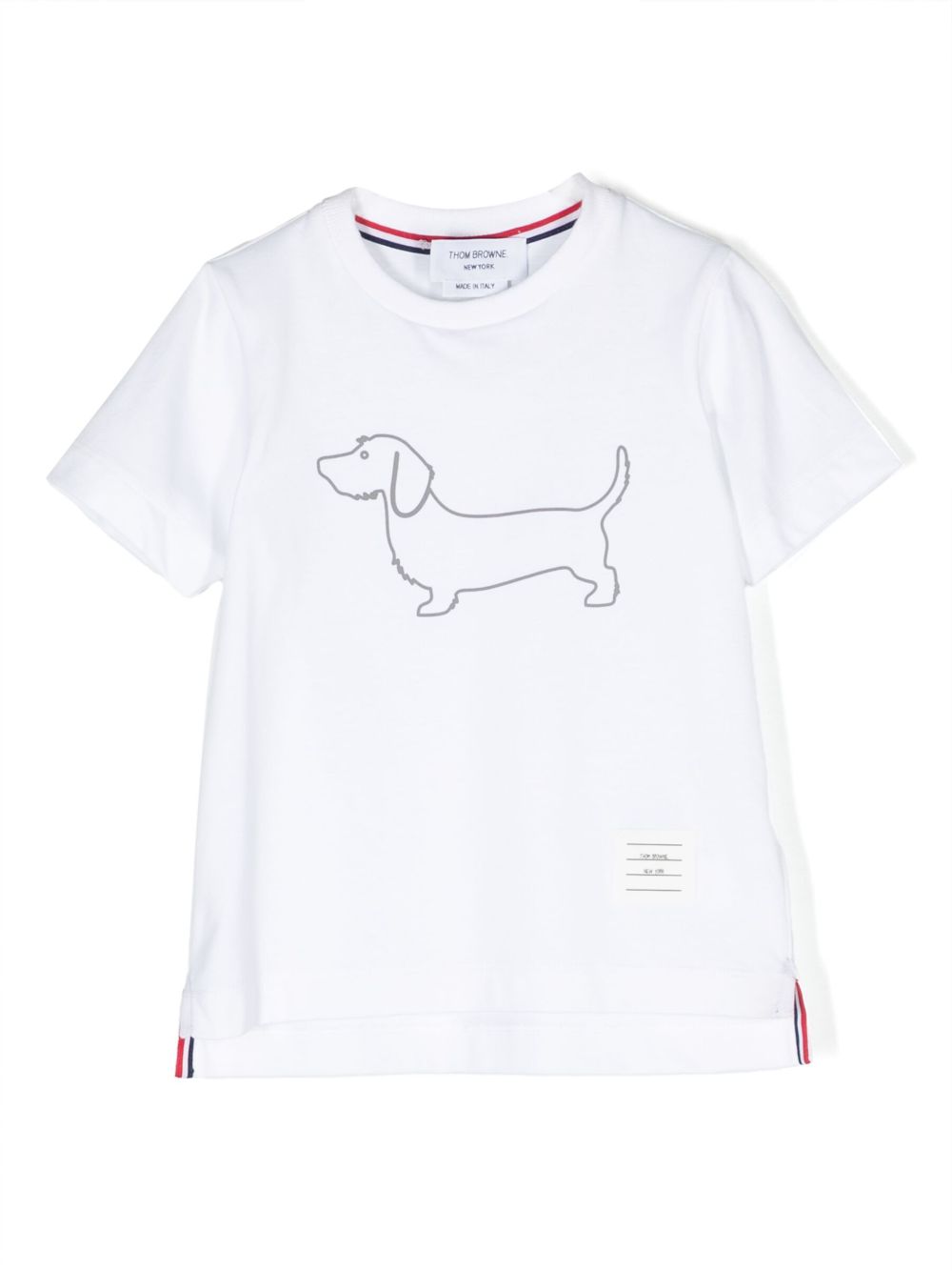 Thom Browne Kids Hector 小狗印花棉T恤 - 白色
