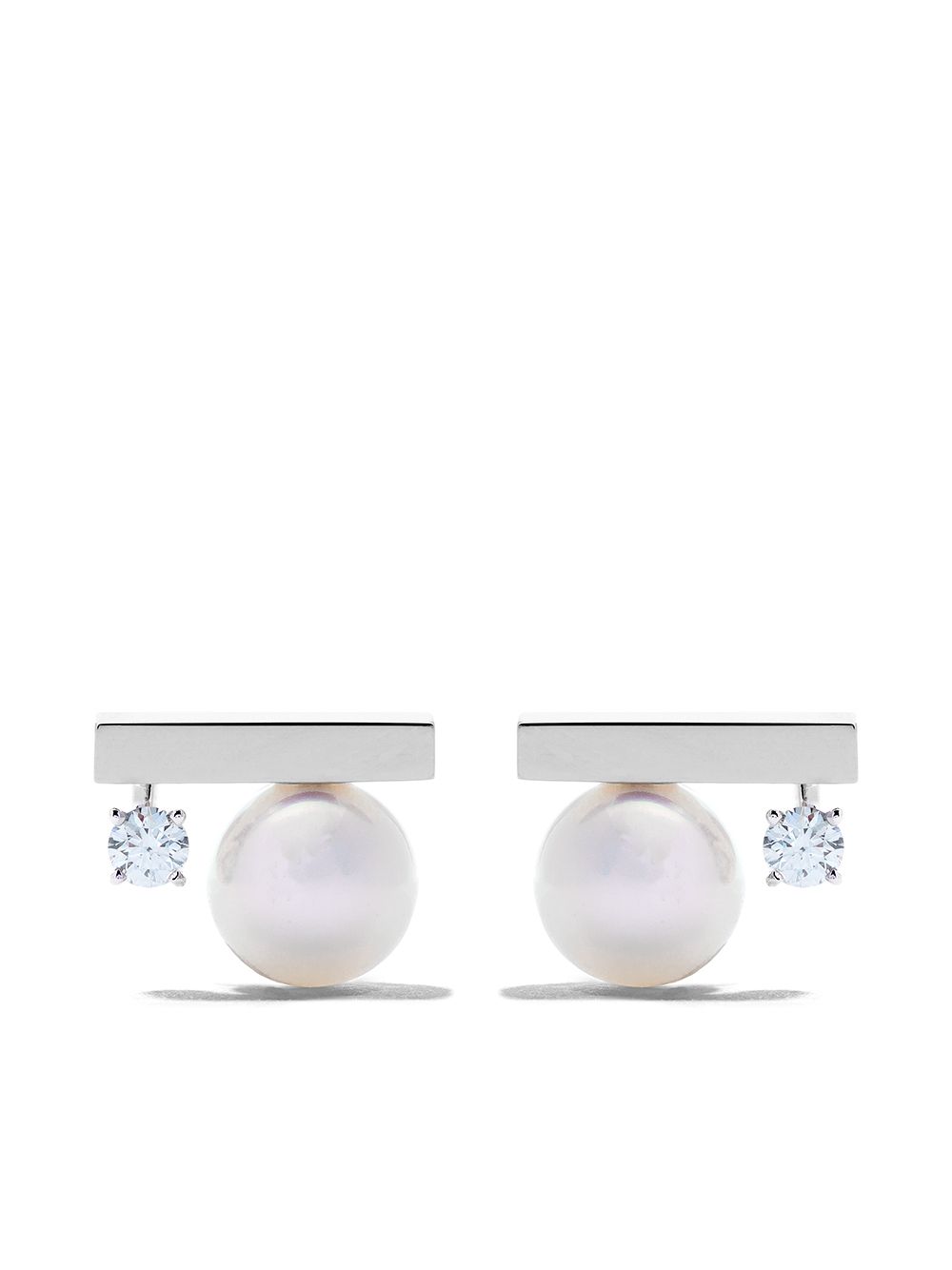 TASAKI petit balance class 18K白金钻石镶嵌耳环 - 银色