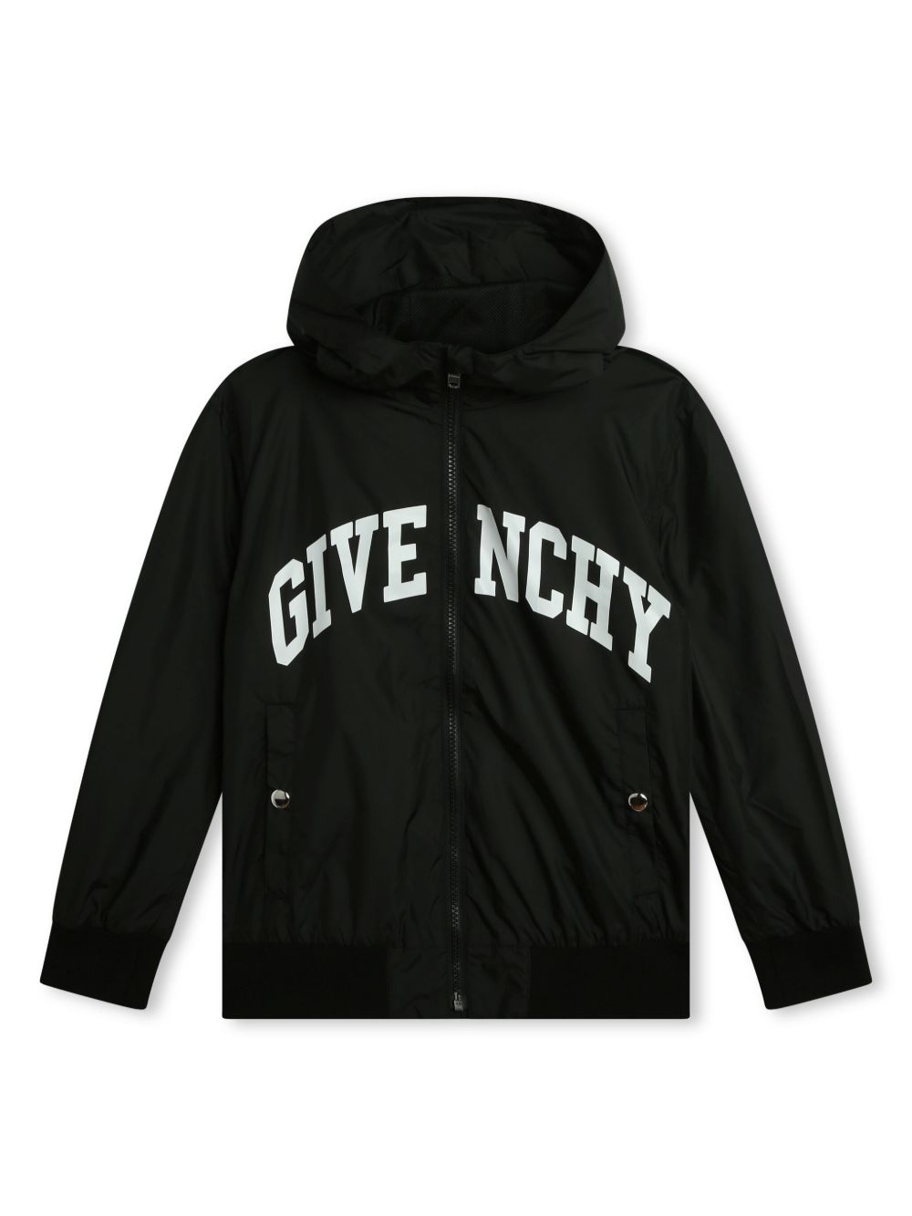 Givenchy Kids logo印花防风夹克 - 黑色