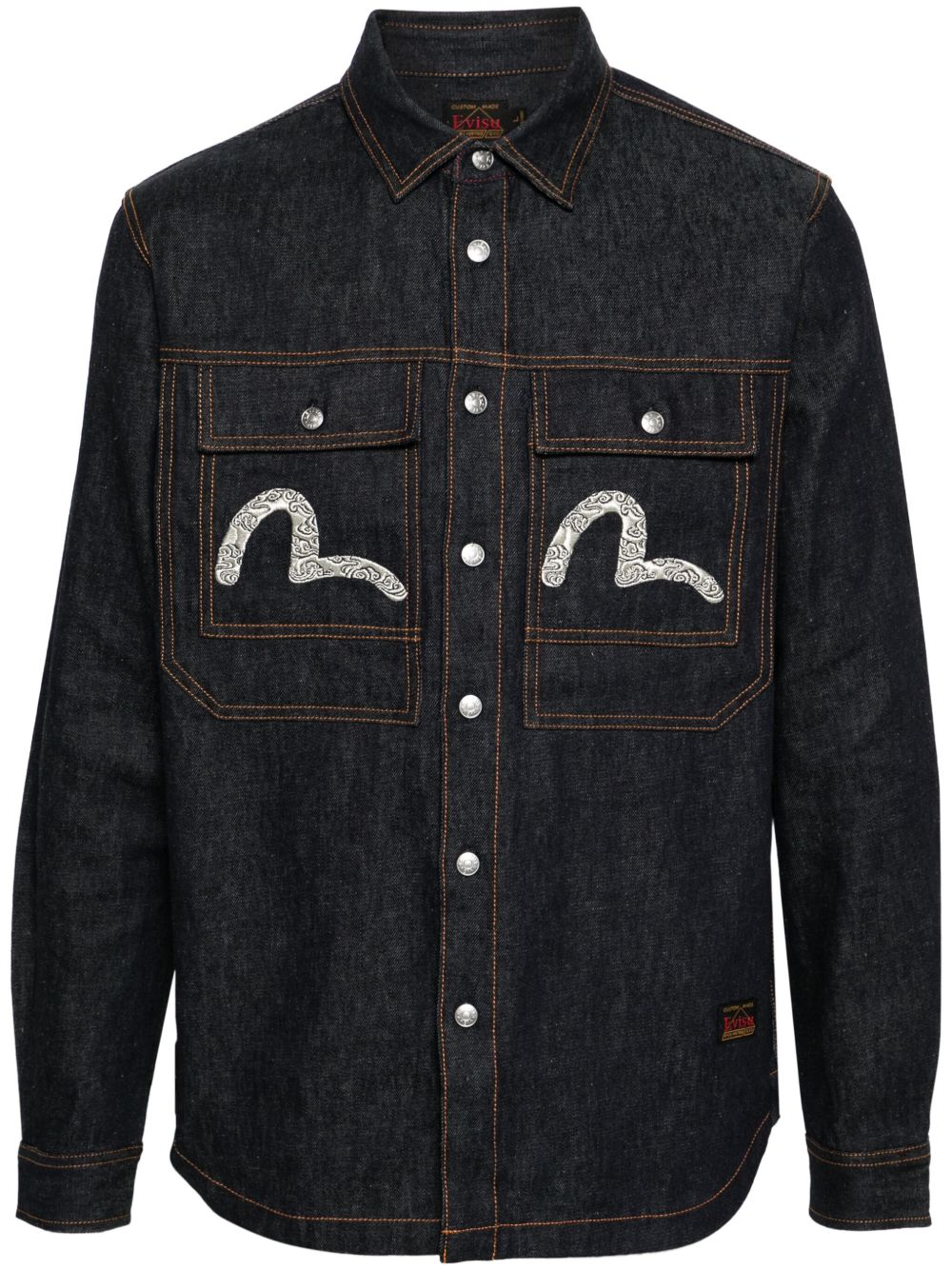 EVISU Cloud 图案海鸥刺绣牛仔衬衫 - 蓝色