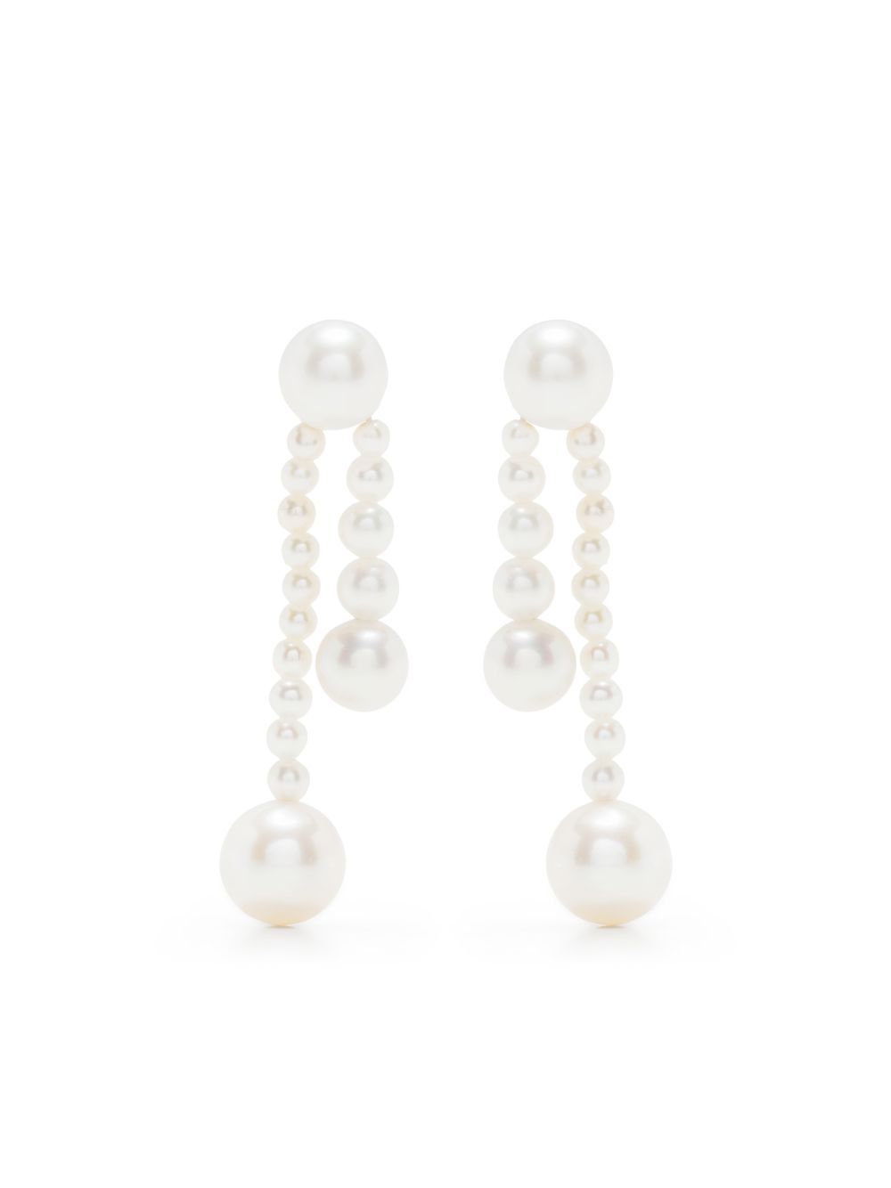Sophie Bille Brahe 14K金 Ruban de Perle 珍珠耳环 - 白色