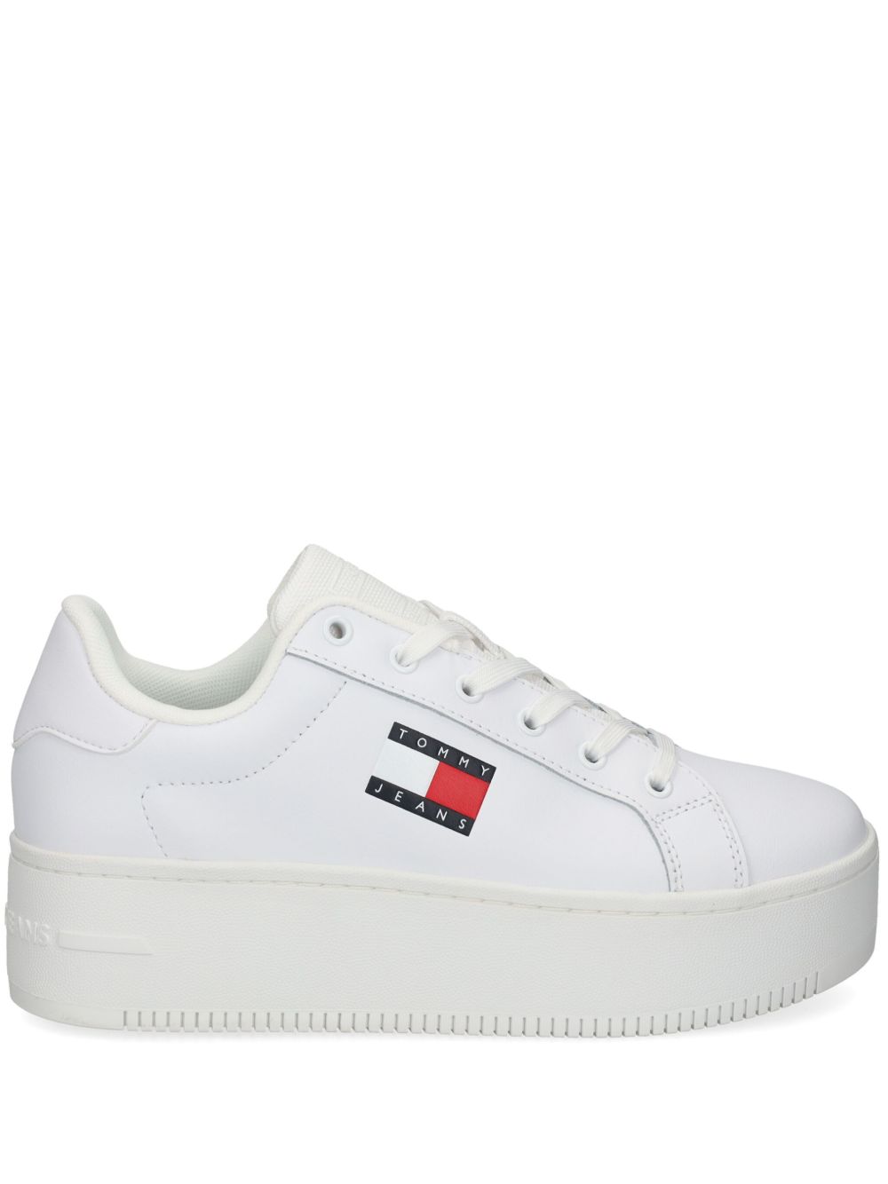 Tommy Jeans 皮质厚底运动鞋 - 白色