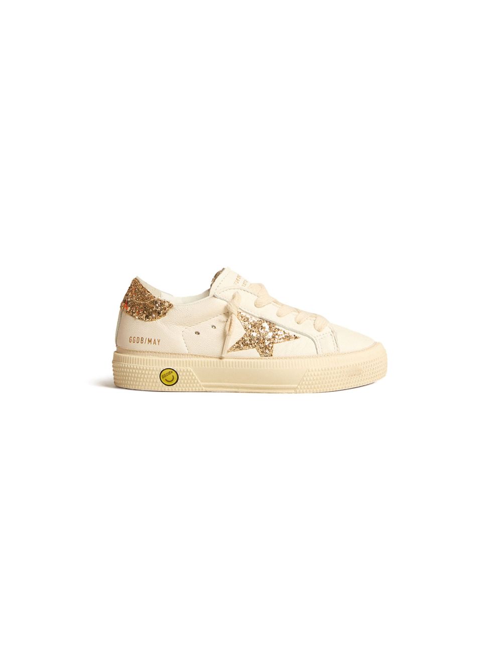 Golden Goose Kids May 亮片金葱细节皮质运动鞋 - 中性色