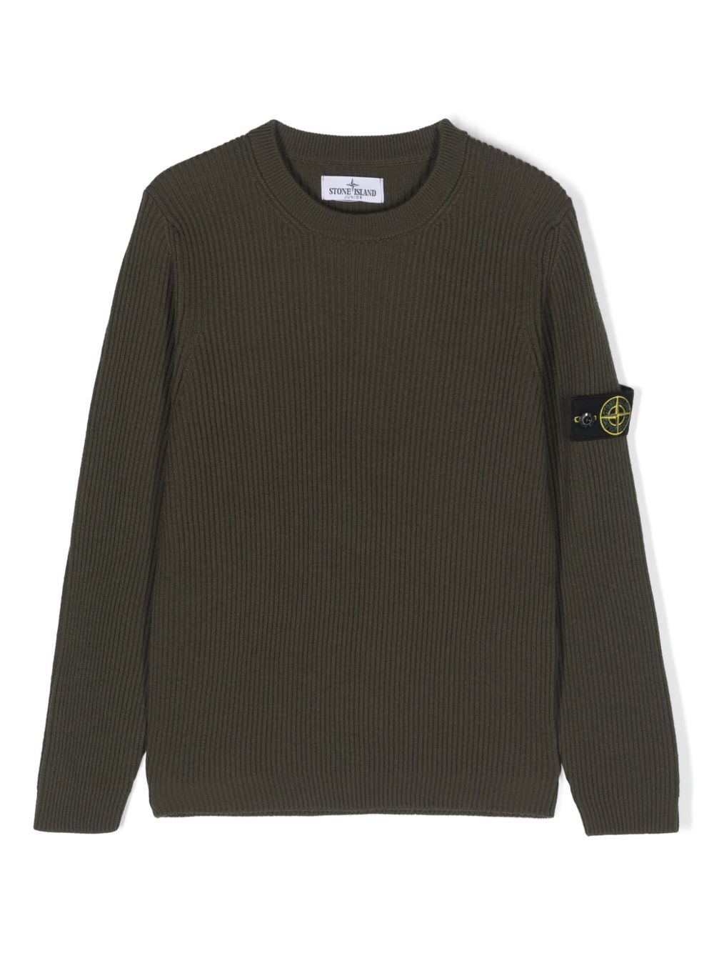 Stone Island Junior 罗盘徽章初剪羊毛毛衣 - 绿色