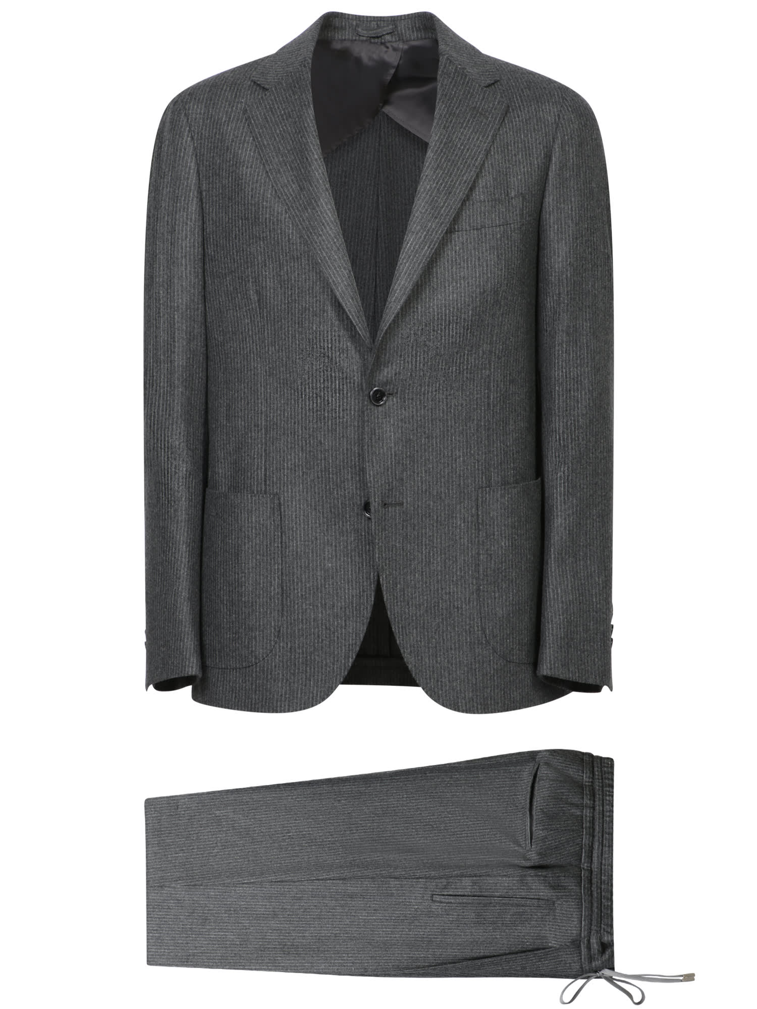 Lardini Gray Pinstripe Wool Suit