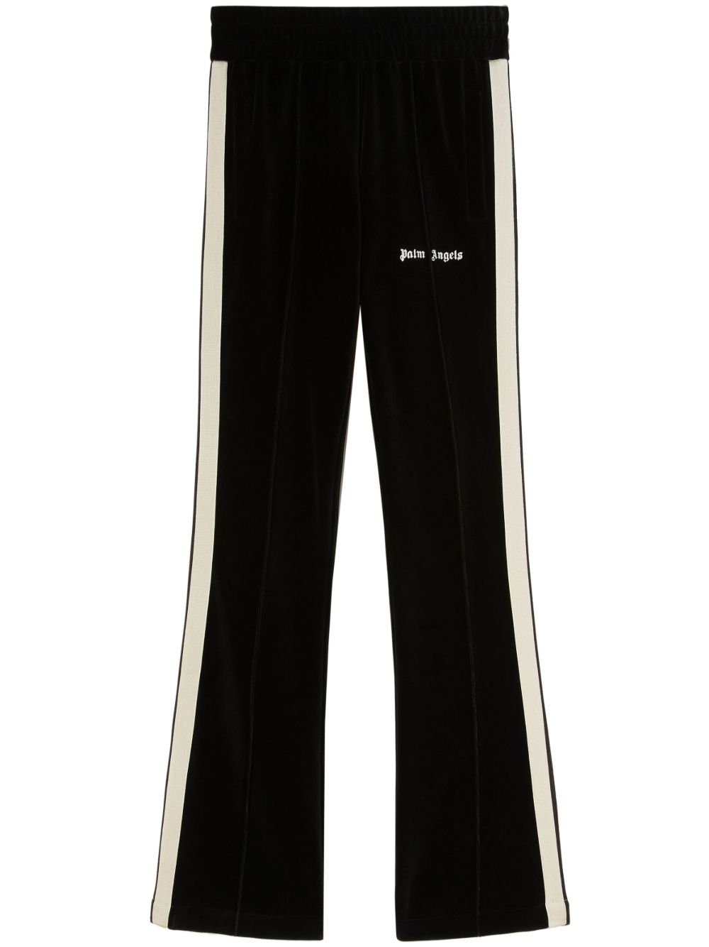 Palm Angels 条纹细节丝绒运动裤 - 黑色