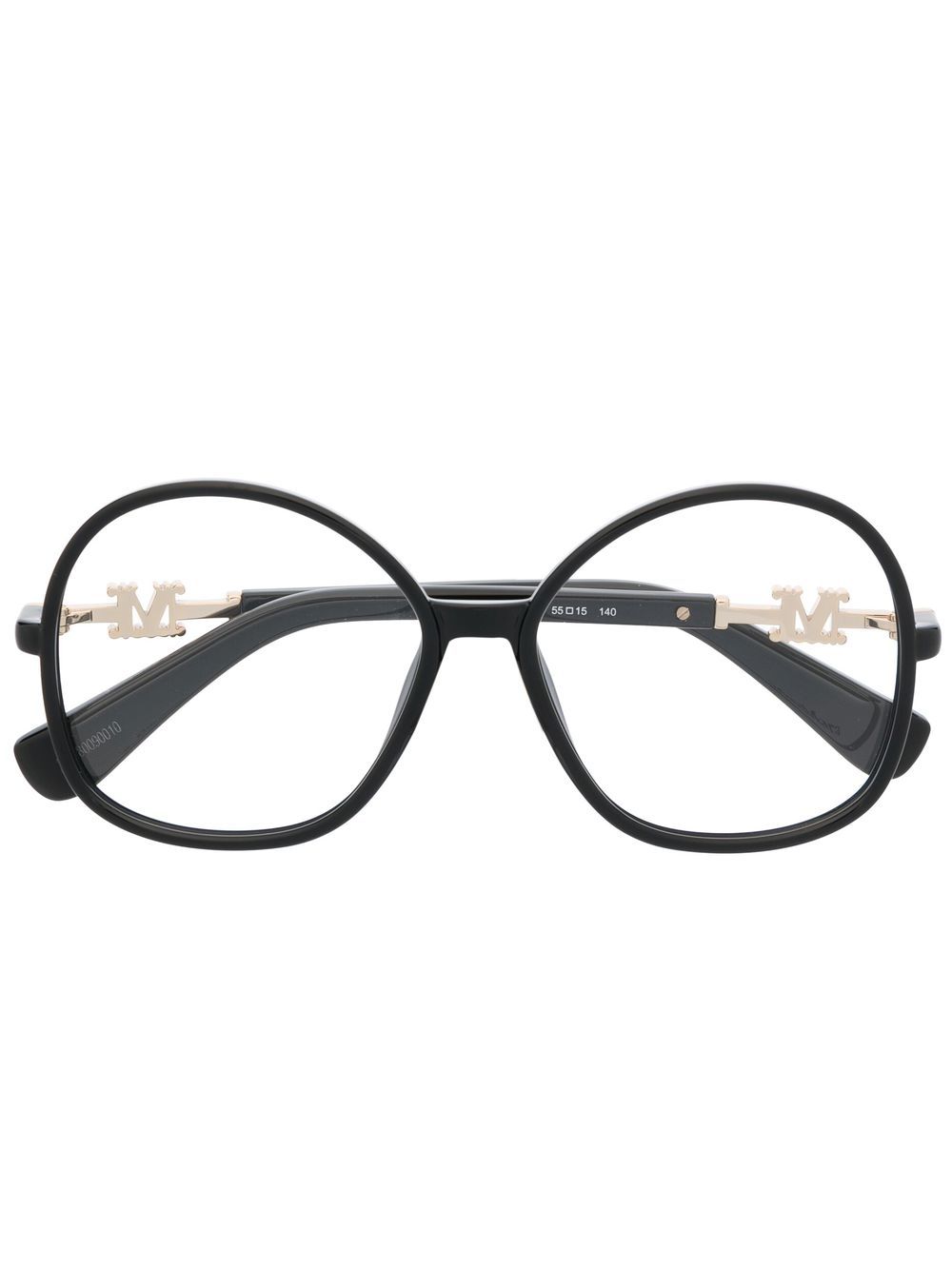 Max Mara Eyewear logo圆形框眼镜 - 黑色
