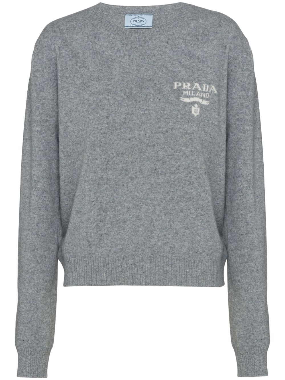 Prada 嵌花针织logo羊绒毛衣 - 灰色