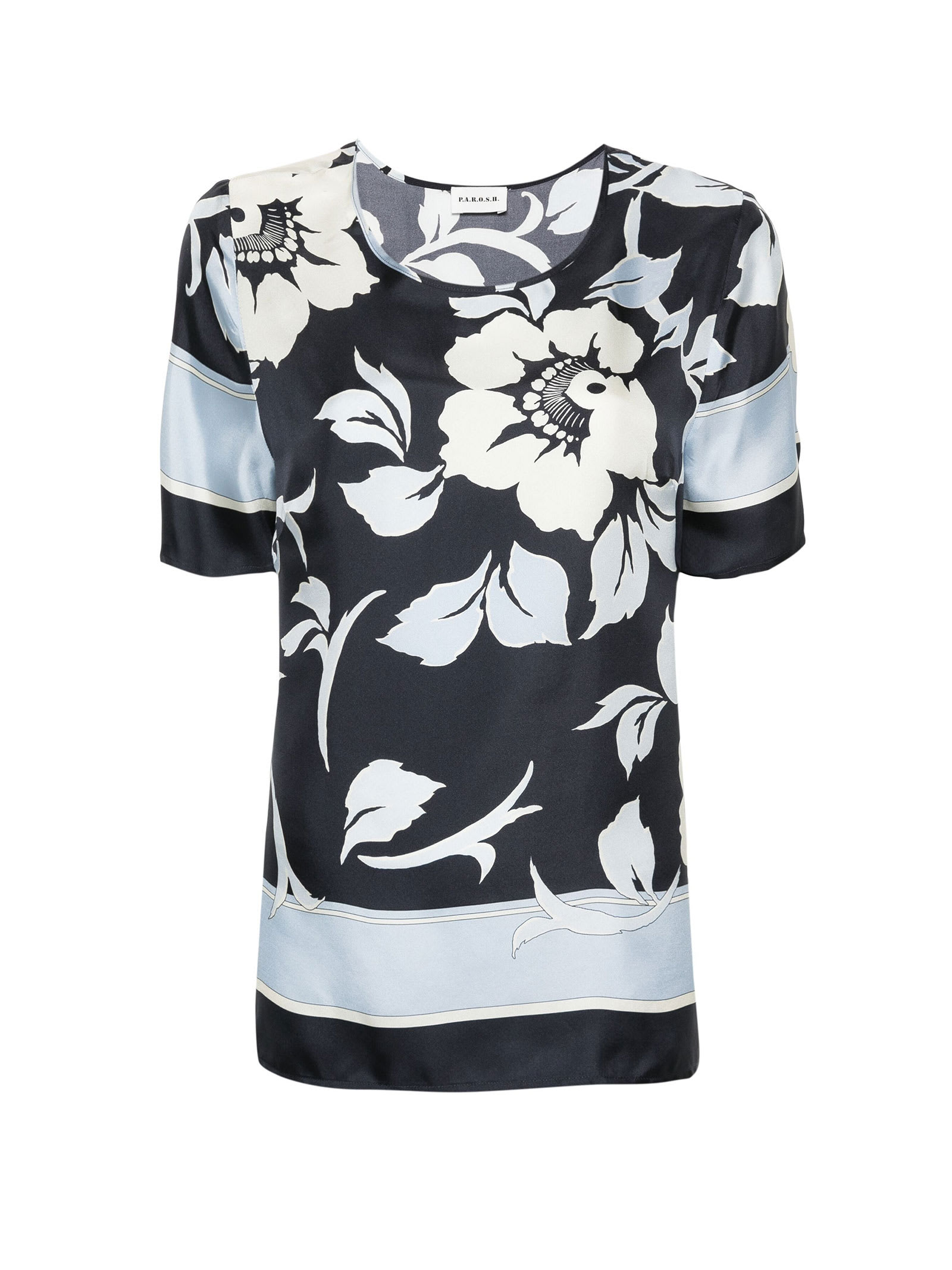 Parosh Short Sleeve Floral Blouse