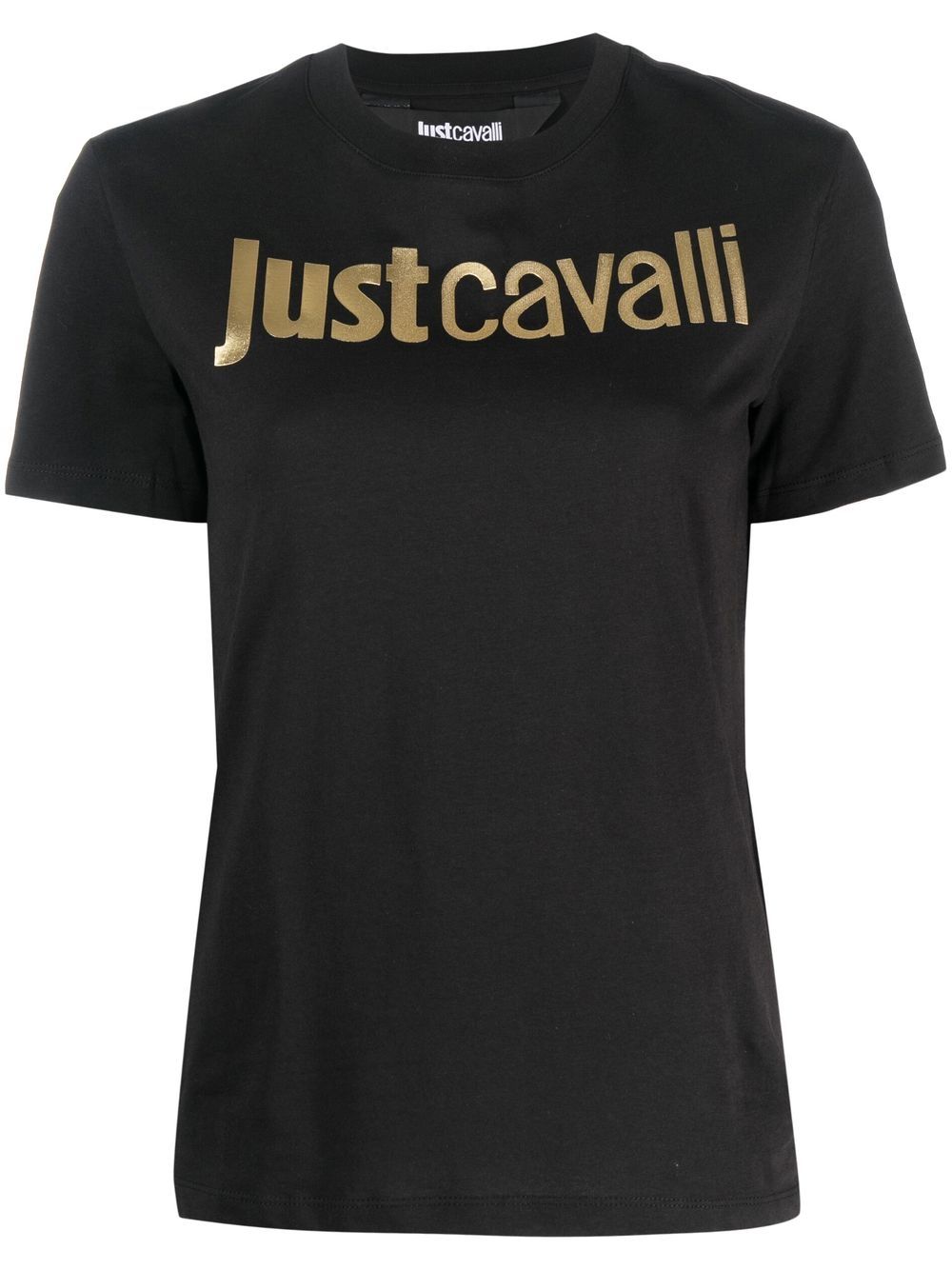 Just Cavalli logo压纹棉T恤 - 黑色