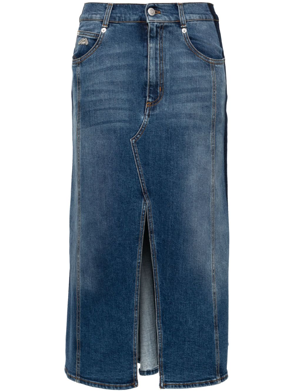 Alexander McQueen Kickback 中长半身裙 - 蓝色