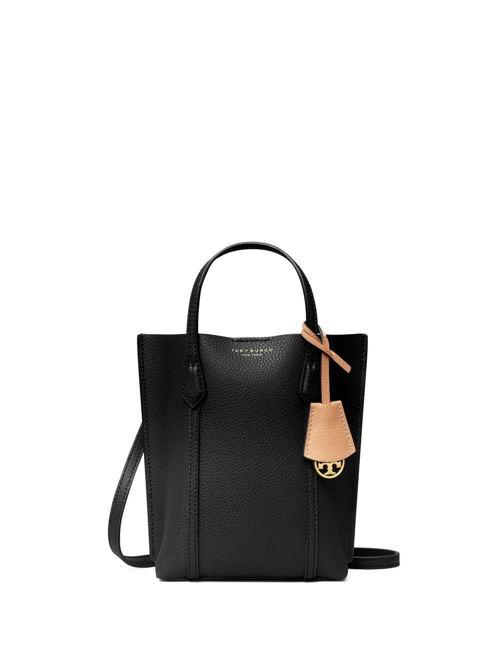 Tory Burch Perry 粒面皮质托特包 - 黑色