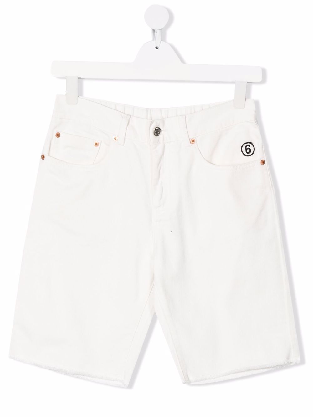 Maison Margiela logo刺绣牛仔短裤 - 白色