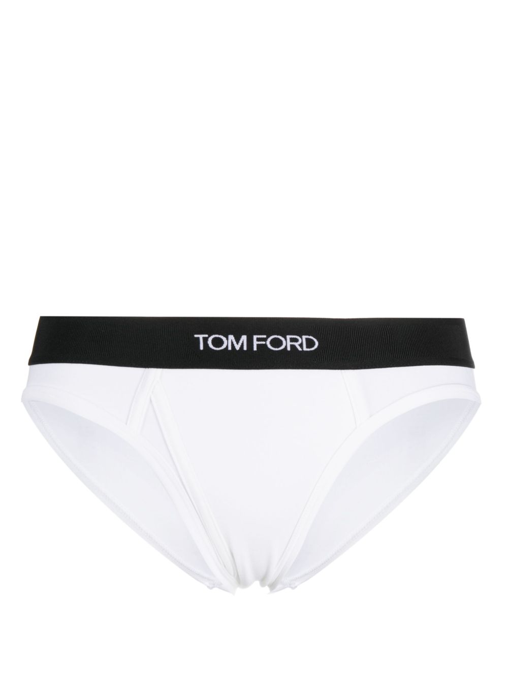 TOM FORD logo腰边弹性莫代尔三角内裤 - 白色