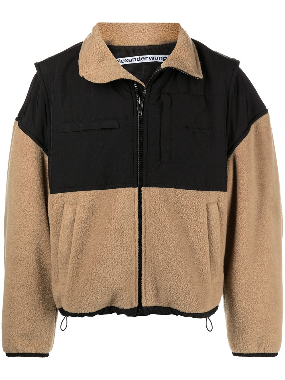 Alexander Wang 拼接拉链抓绒夹克 - 褐色
