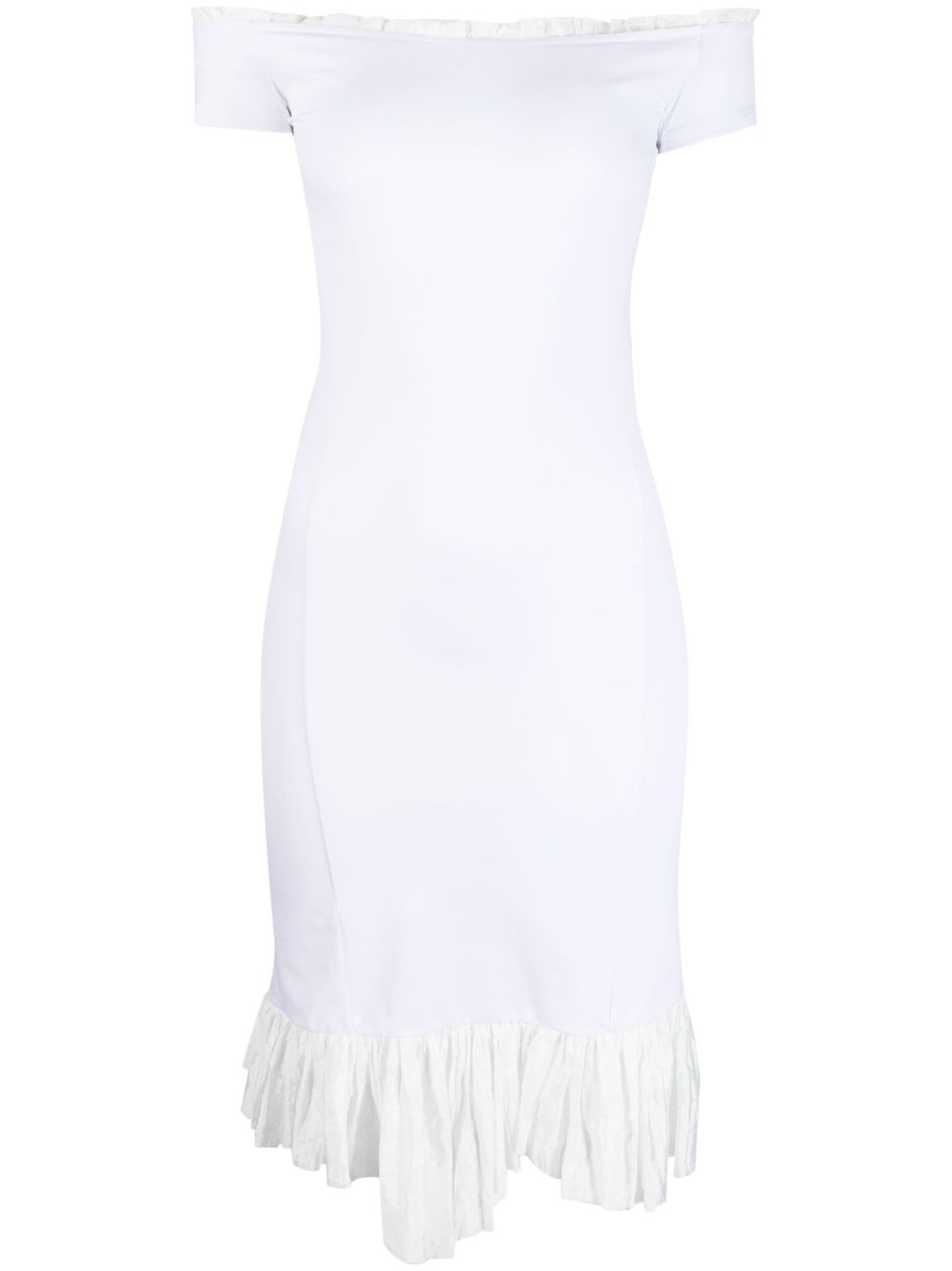 MM6 Maison Margiela 不对称露肩连衣裙 - 白色