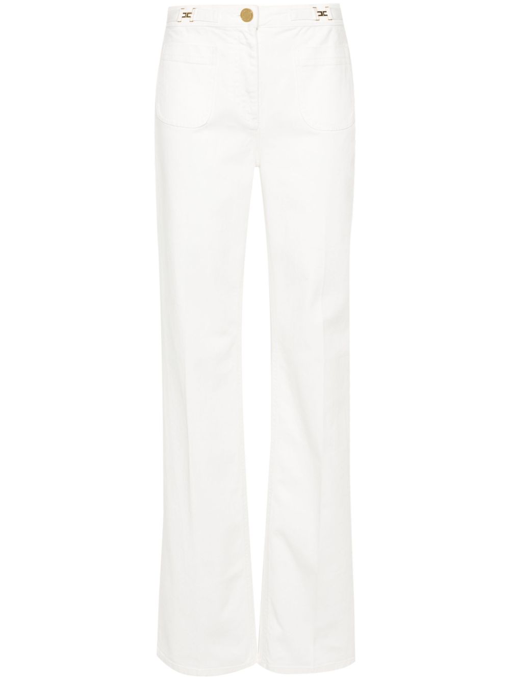 Elisabetta Franchi logo标牌直筒牛仔裤 - 白色
