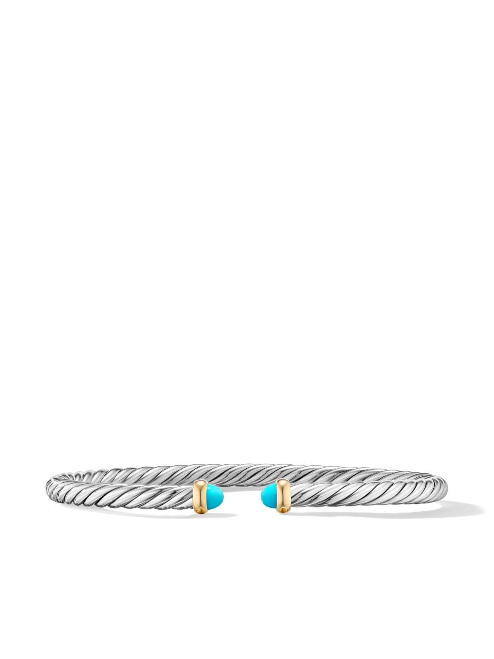 David Yurman 14K黄金 Modern Cable 绿松石手链 - 银色