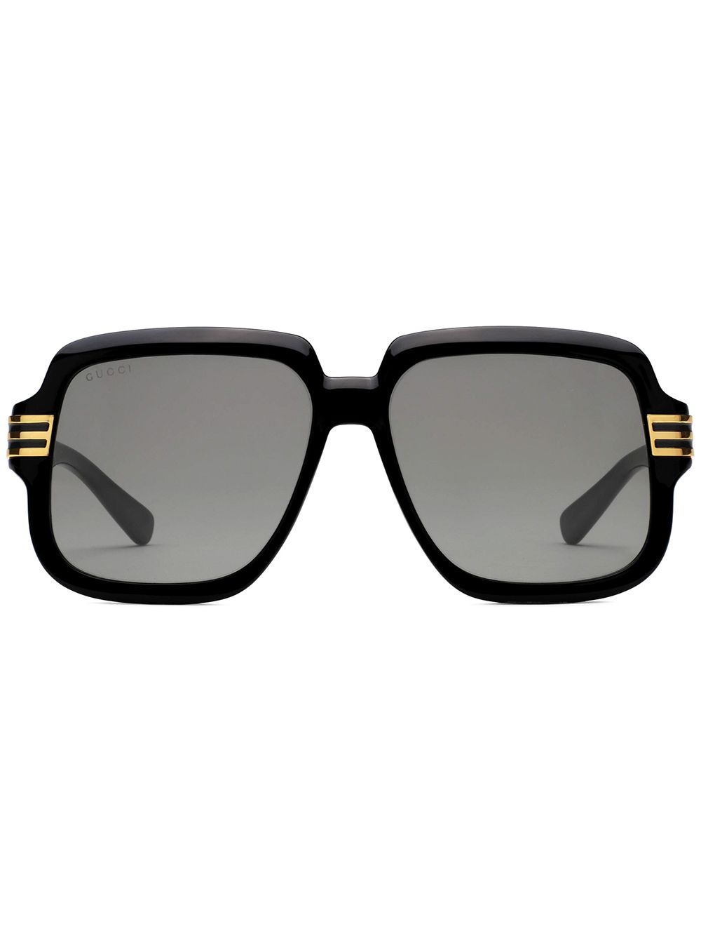 Gucci Eyewear 古驰 logo超大镜框太阳眼镜 - 褐色