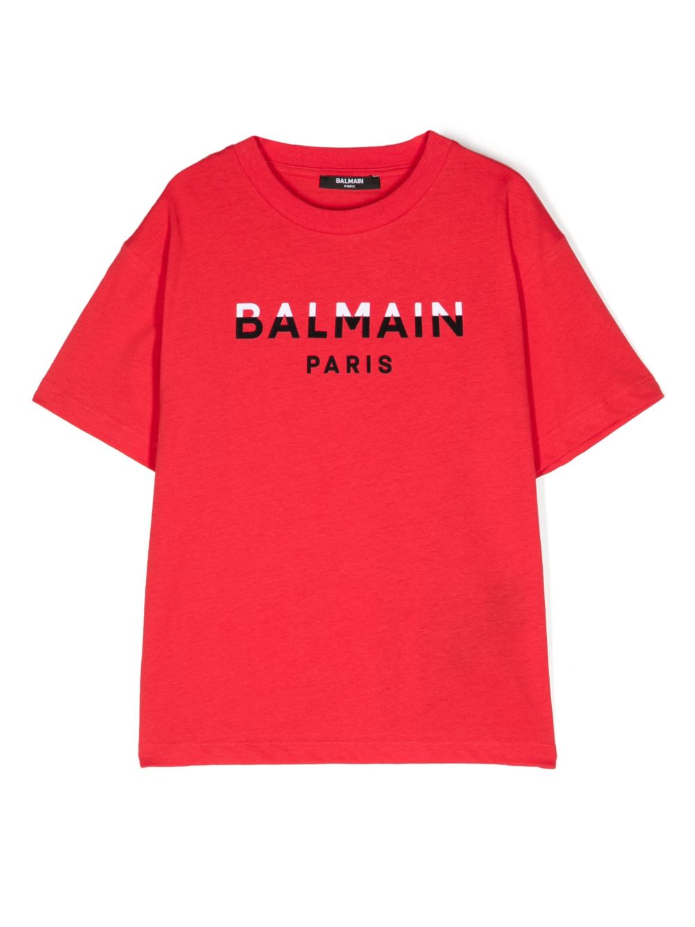 Balmain Kids logo印花棉T恤 - 红色