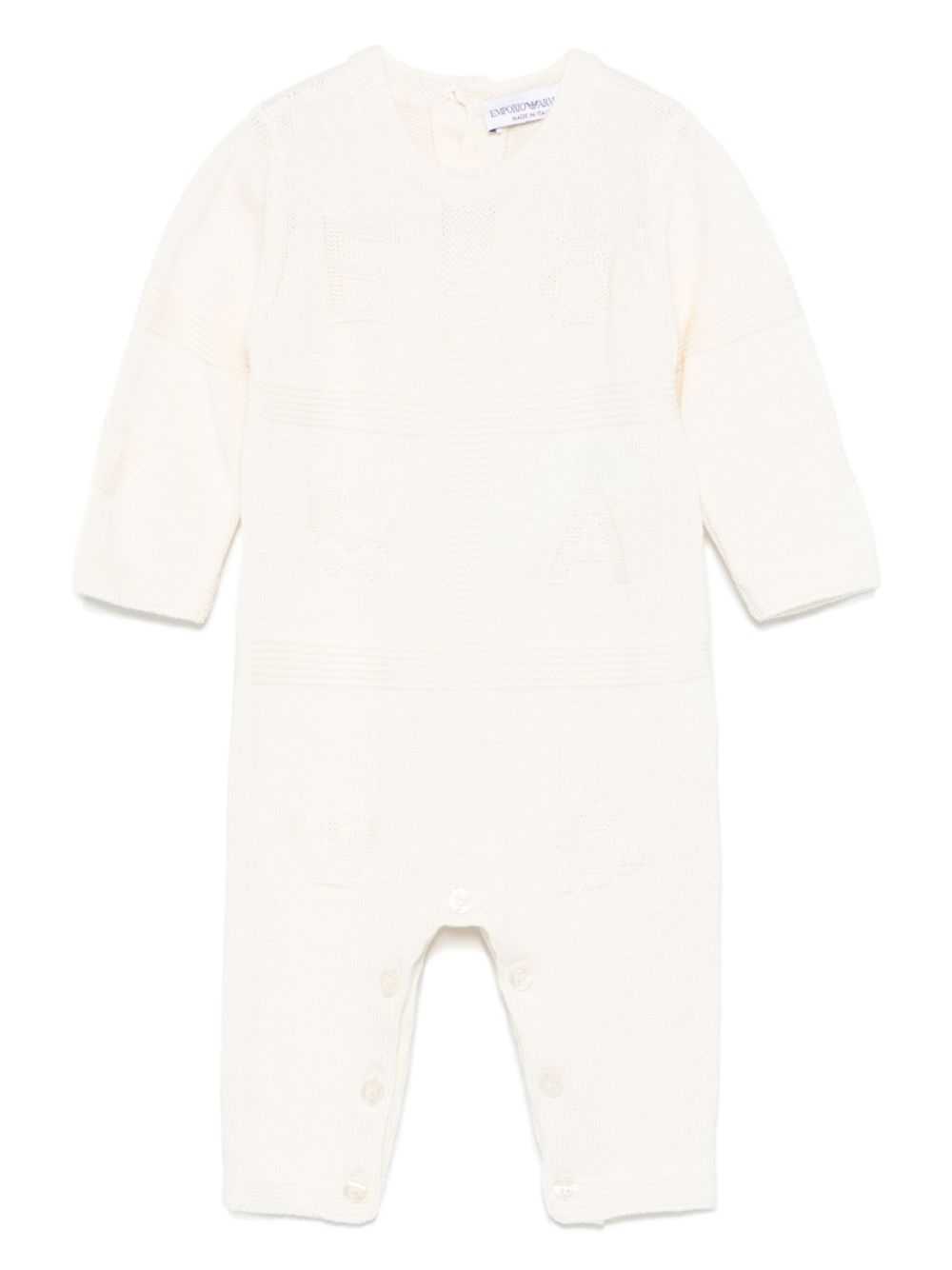 Emporio Armani Kids logo嵌花连体睡衣 - 白色