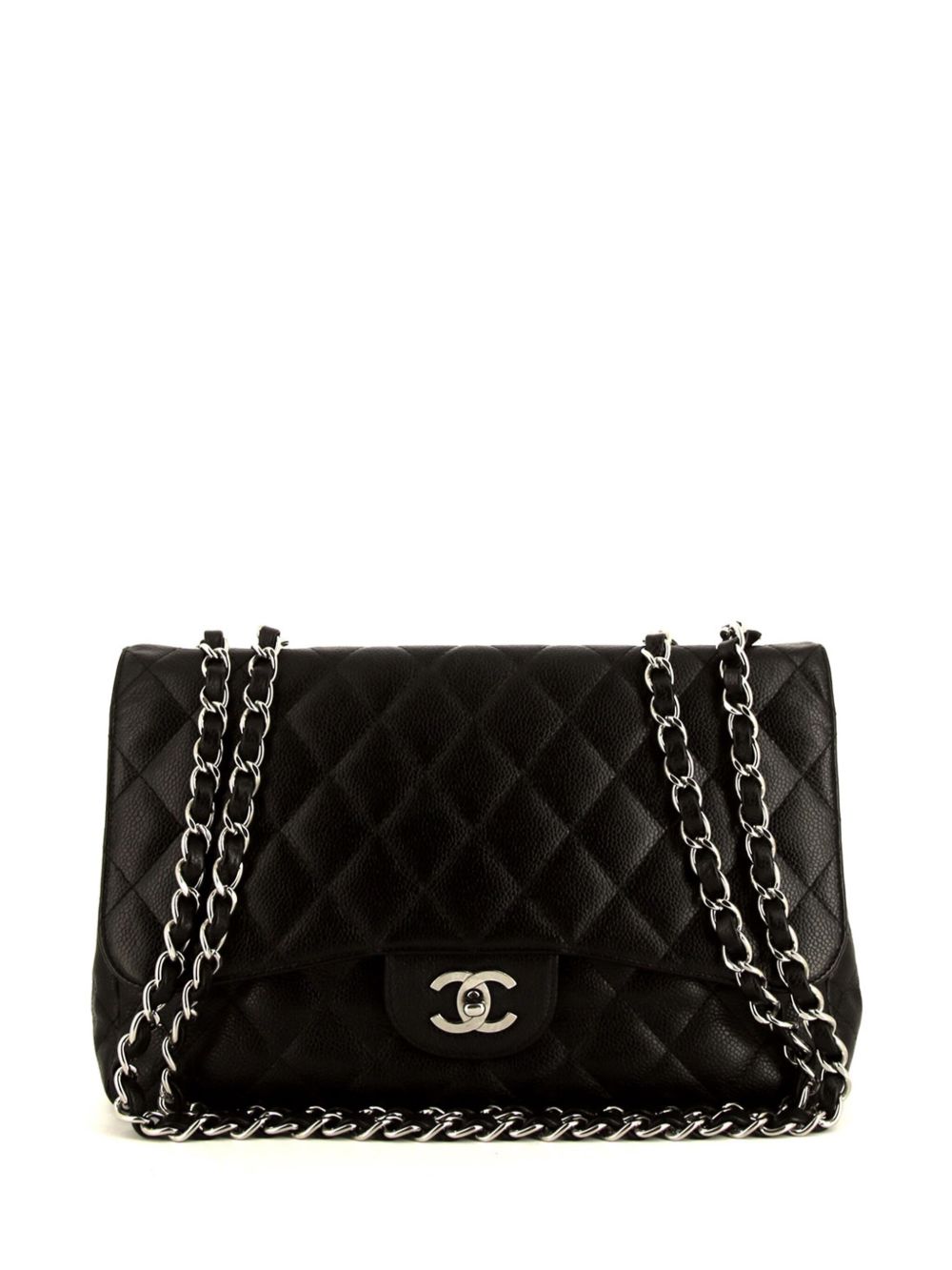 CHANEL Pre-Owned Jumbo Timeless 绗缝粒纹皮质单肩包（2007年典藏款） - 黑色