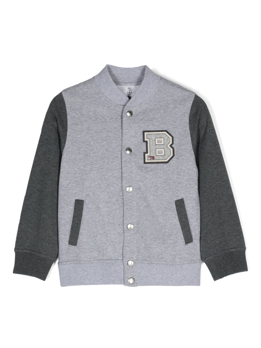 Brunello Cucinelli Kids 标贴卫衣 - 灰色