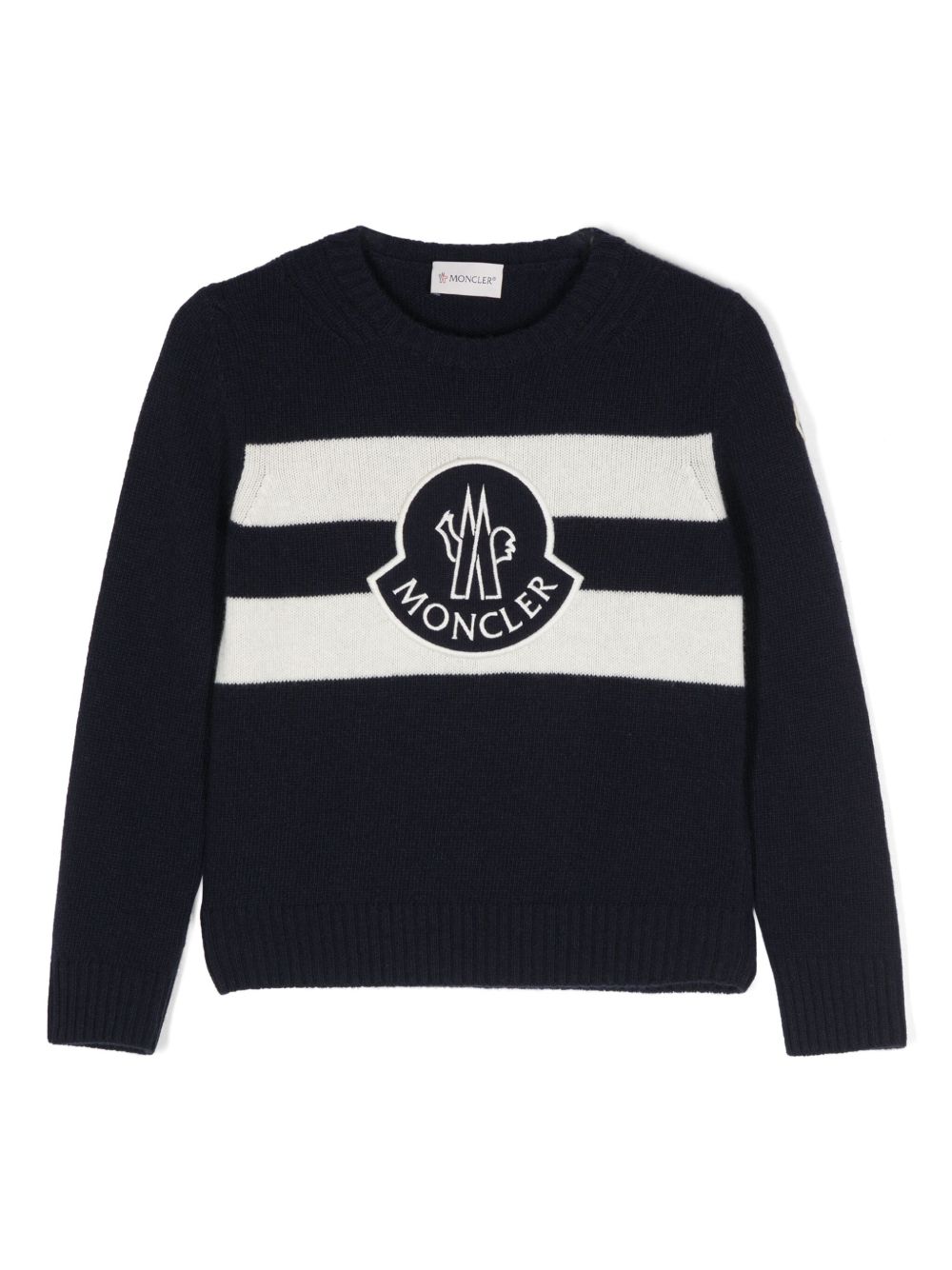 Moncler Enfant logo刺绣针织毛衣 - 蓝色