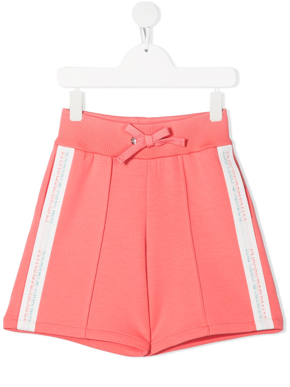 Emporio Armani Kids logo饰带运动短裤 - 粉色