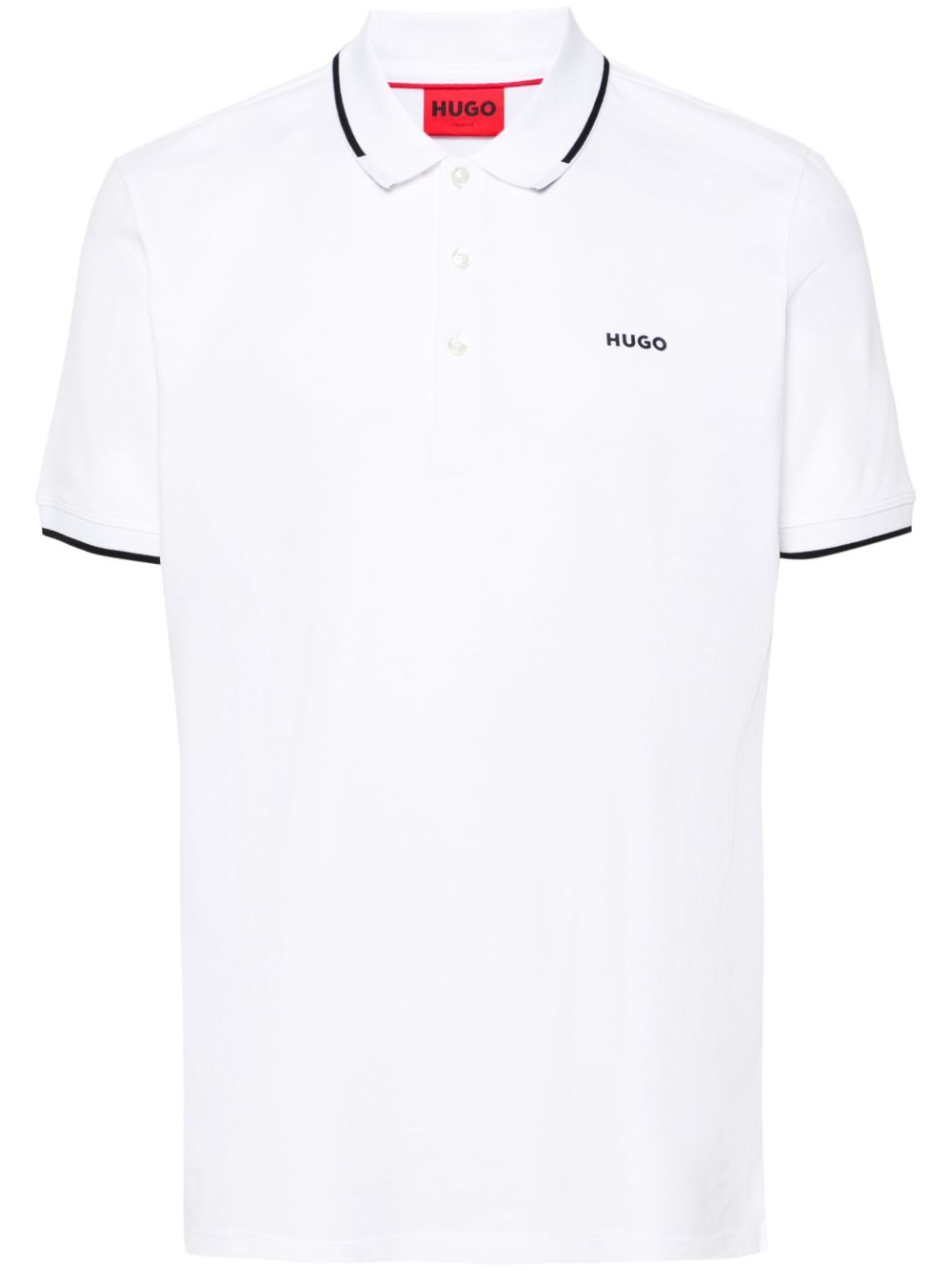 HUGO logo贴花polo衫 - 白色