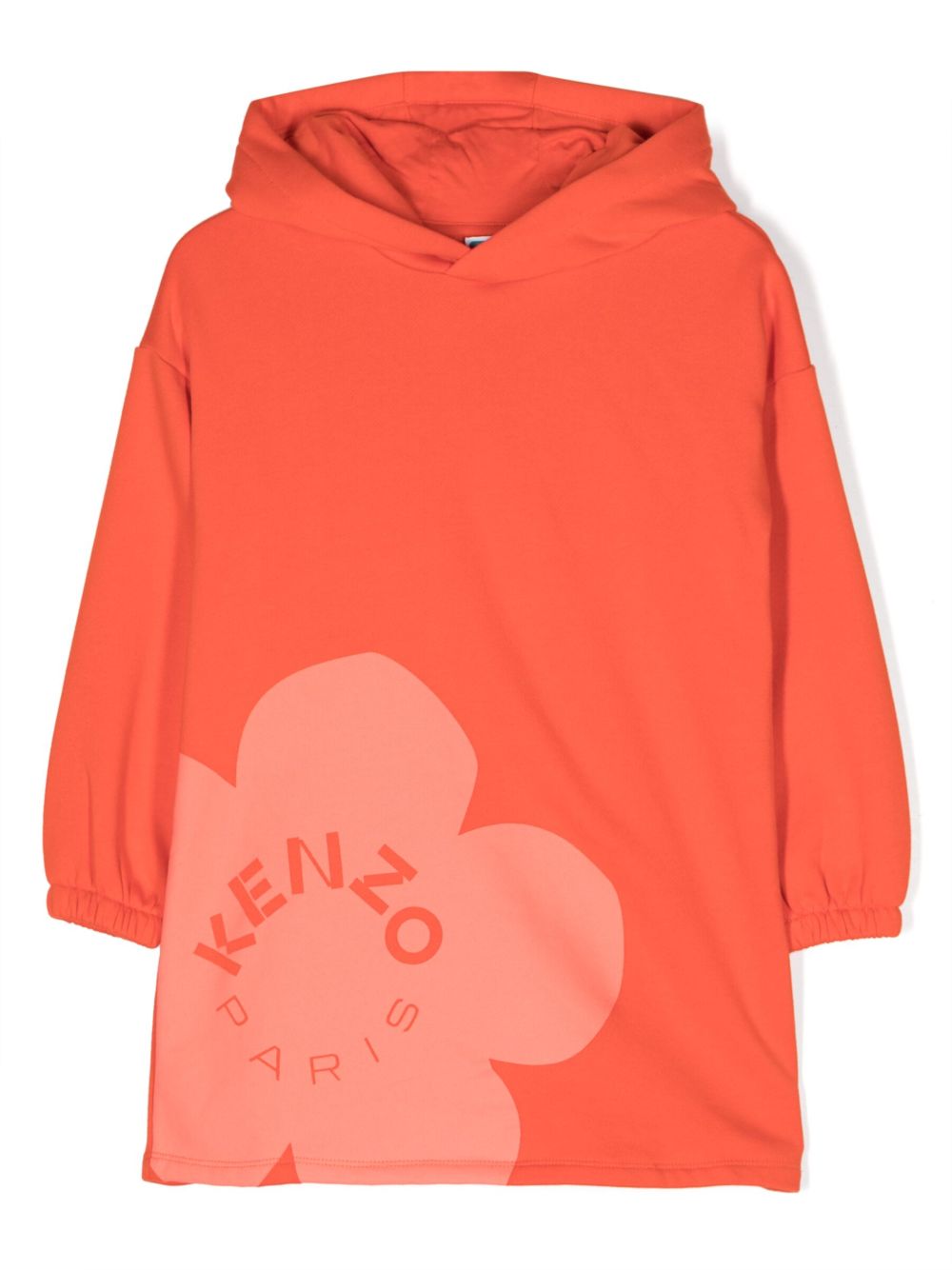 Kenzo Kids logo印花连帽连衣裙 - 橘色