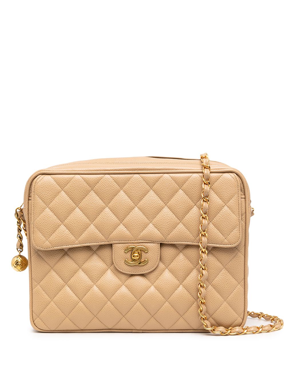 CHANEL Pre-Owned 菱纹绗缝大号相机包（1995年典藏款） - 褐色