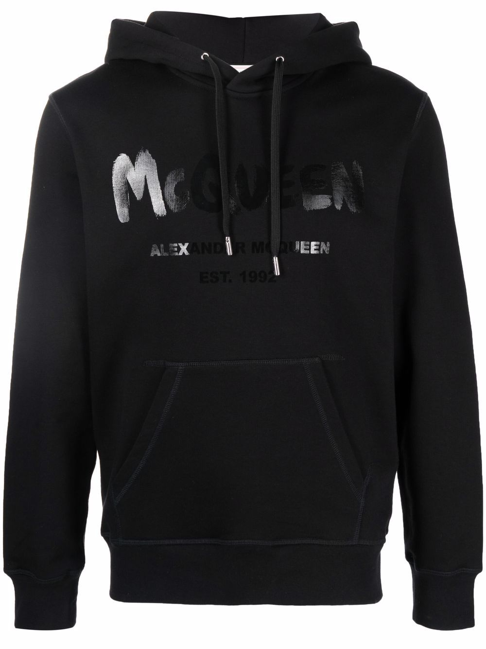 Alexander McQueen 涂鸦logo印花连帽衫 - 黑色