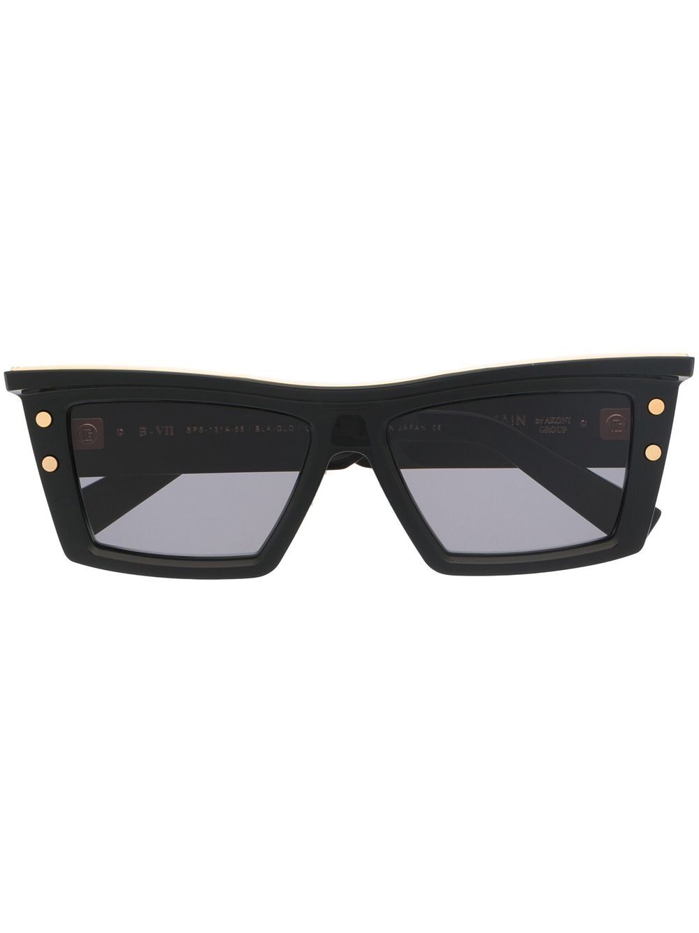 Balmain Eyewear 双色几何镜框太阳眼镜 - 黑色