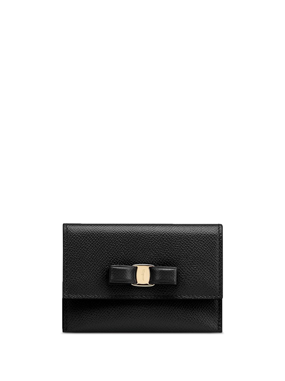 Ferragamo Vara 蝴蝶结细节皮质钱包 - 黑色